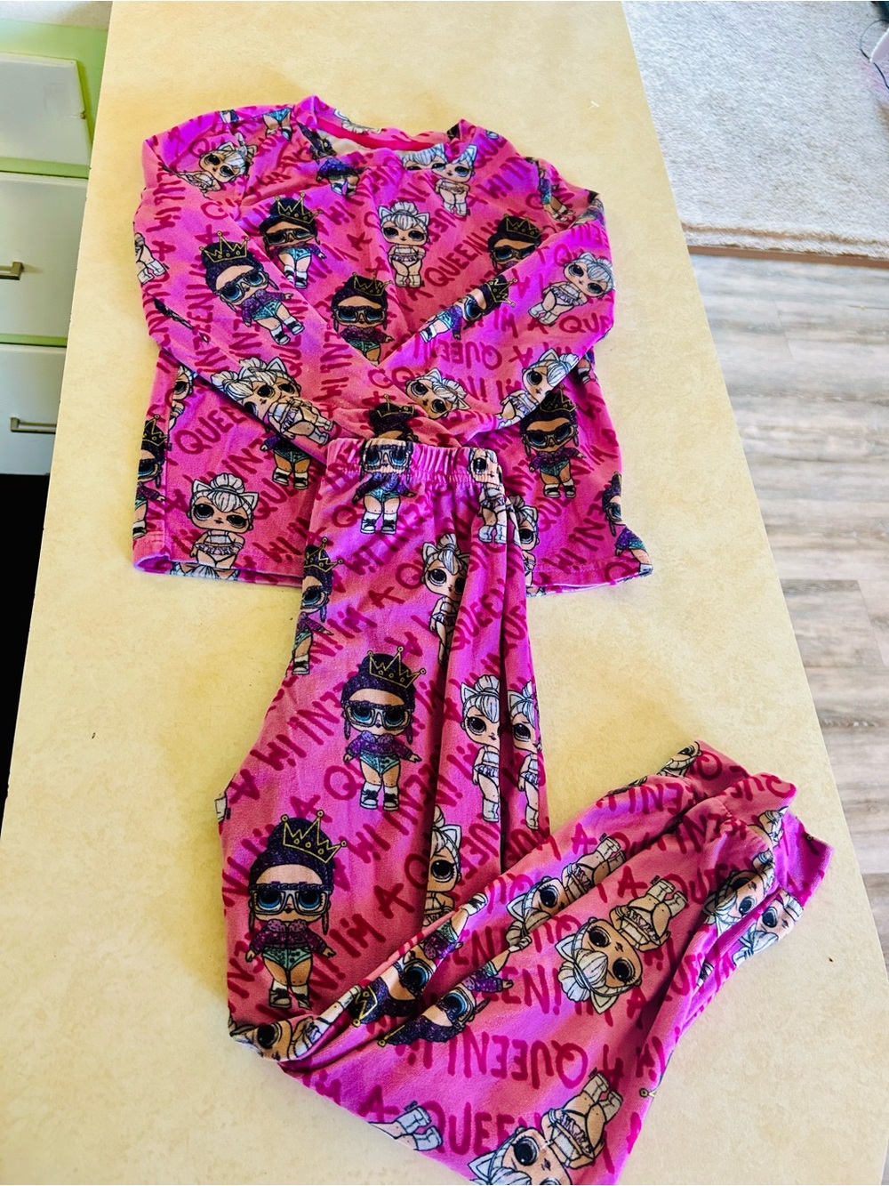 Girls size 7/8 L.O.L. Surprise! Bright Pink Character Pajama Set